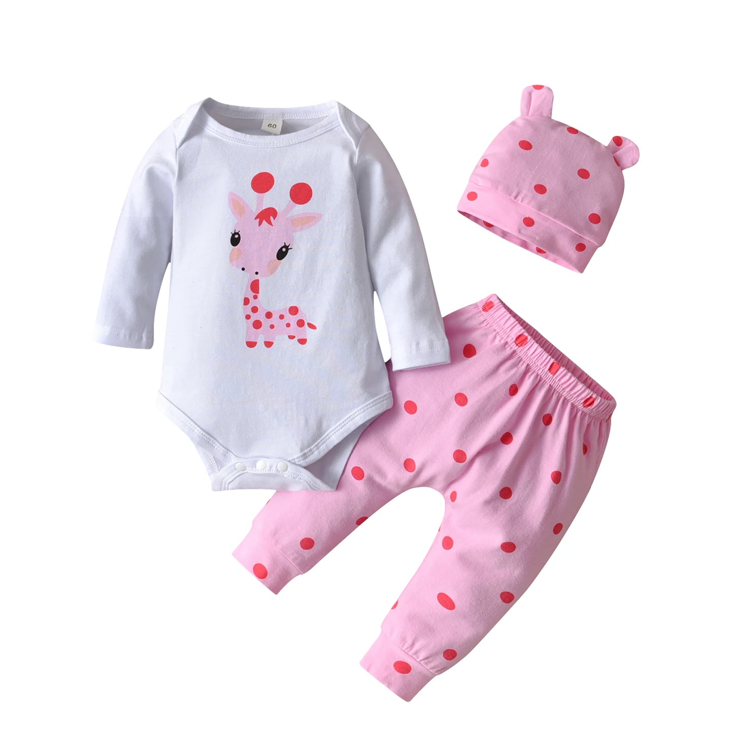 3pcs Newborn Baby Girl Casual Clothes Set Ruffles Knitted Long Sleeve Bodysuit + infant Pants + Headband Solid Color Outfits