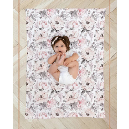 3 Piece Set Floral Newborn Wrap for Photo Shooting Swaddle Wrap with Hat And Bow Headband Infant Photography Props
