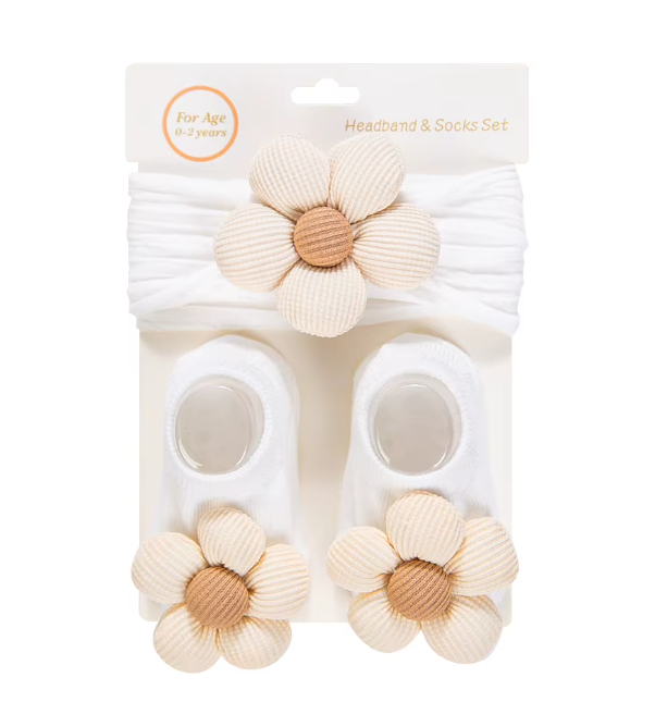 3pcs Cream Pink Latte Flower Headbands
