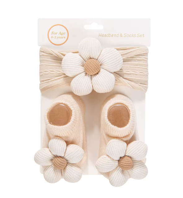 3pcs Cream Pink Latte Flower Headbands