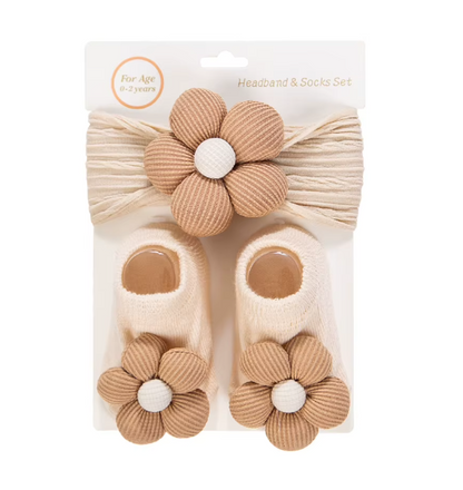 3pcs Cream Pink Latte Flower Headbands