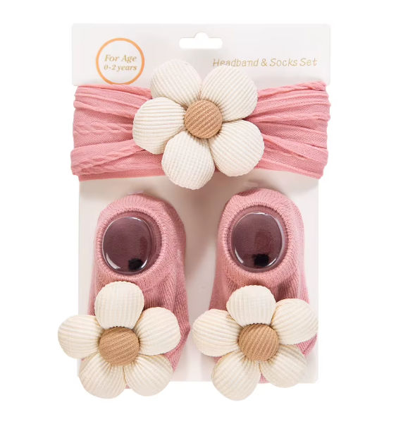 3pcs Cream Pink Latte Flower Headbands