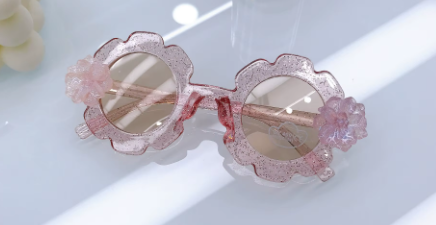 Fashionable UV400 Sunscreen Flower Plastic Sun Protection Kids Clear Sunglasses