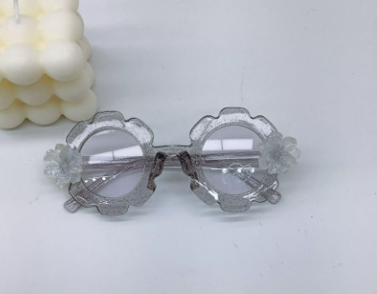Fashionable UV400 Sunscreen Flower Plastic Sun Protection Kids Clear Sunglasses