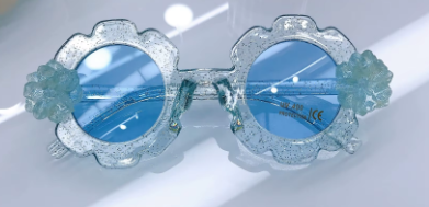 Fashionable UV400 Sunscreen Flower Plastic Sun Protection Kids Clear Sunglasses