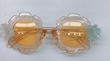 Fashionable UV400 Sunscreen Flower Plastic Sun Protection Kids Clear Sunglasses