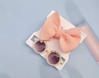2Pcs/Set Round Sunglasses With Elastic Nylon Baby Headband birthday Sun Glasses Kids Donut Headwear