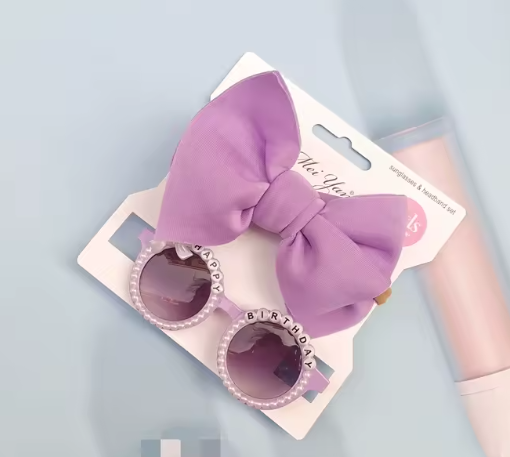 2Pcs/Set Round Sunglasses With Elastic Nylon Baby Headband birthday Sun Glasses Kids Donut Headwear