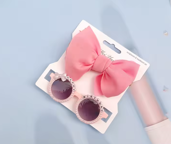 2Pcs/Set Round Sunglasses With Elastic Nylon Baby Headband birthday Sun Glasses Kids Donut Headwear