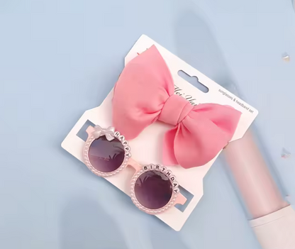 2Pcs/Set Round Sunglasses With Elastic Nylon Baby Headband birthday Sun Glasses Kids Donut Headwear