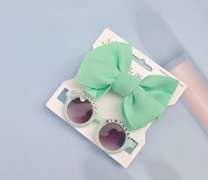2Pcs/Set Round Sunglasses With Elastic Nylon Baby Headband birthday Sun Glasses Kids Donut Headwear