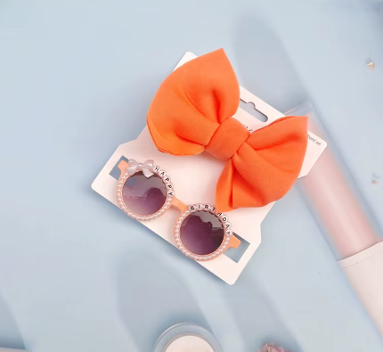 2Pcs/Set Round Sunglasses With Elastic Nylon Baby Headband birthday Sun Glasses Kids Donut Headwear