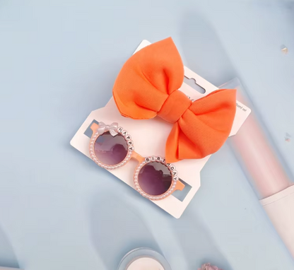 2Pcs/Set Round Sunglasses With Elastic Nylon Baby Headband birthday Sun Glasses Kids Donut Headwear