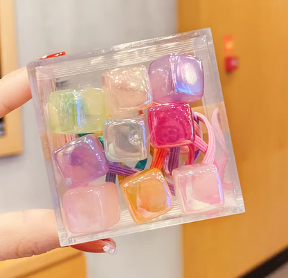 Box of 10pcs Fabric Elastic Hair Ties Kids Korean-Style Sweet Hair Rope Fashionable Baby Hair Rubber Band Headwear Accessories