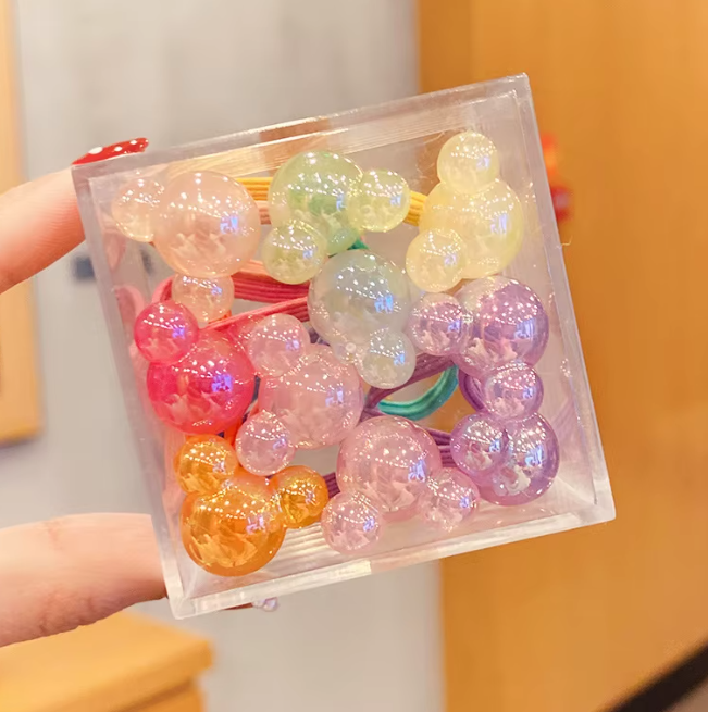 Box of 10pcs Fabric Elastic Hair Ties Kids Korean-Style Sweet Hair Rope Fashionable Baby Hair Rubber Band Headwear Accessories