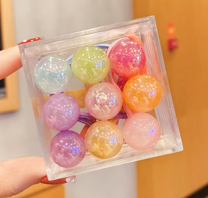 Box of 10pcs Fabric Elastic Hair Ties Kids Korean-Style Sweet Hair Rope Fashionable Baby Hair Rubber Band Headwear Accessories