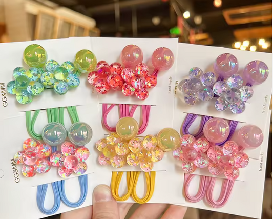 New Design 3pcs/6pcs set Fashionable Kid Hair Ties Colorful Five-Petaled Flower Jelly Hair Rope Glitter Girl High Sweet Fabric