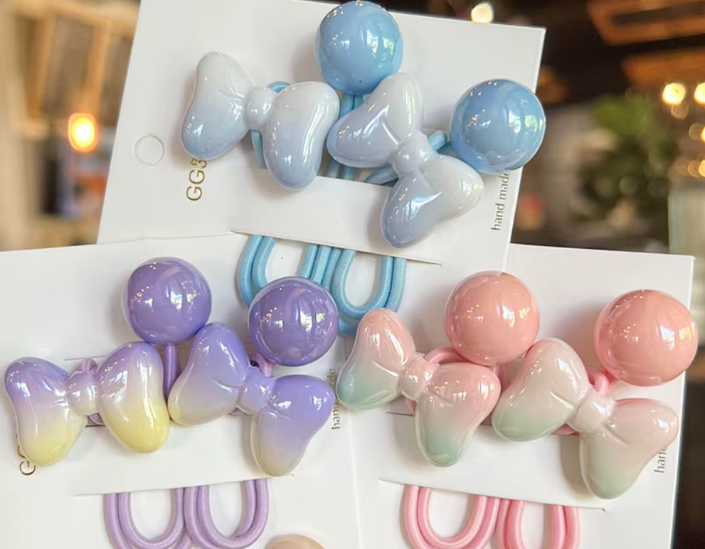 High Quality Girls 3pcs /6pcs set Milk Tea Color Elastic Hair Band Gradient Color Children's Hair Rope Girls Hair Accessories