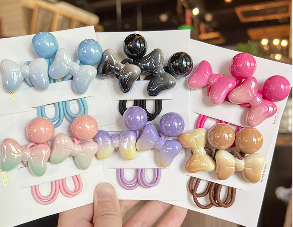 High Quality Girls 3pcs /6pcs set Milk Tea Color Elastic Hair Band Gradient Color Children's Hair Rope Girls Hair Accessories