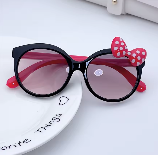 Fashion 5-10 Years Old Children's Bow Tie Polarized Sunglasses Anti-UV Girls Glasses Festival Eyewear Shades