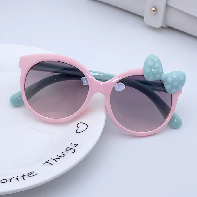 Fashion 5-10 Years Old Children's Bow Tie Polarized Sunglasses Anti-UV Girls Glasses Festival Eyewear Shades