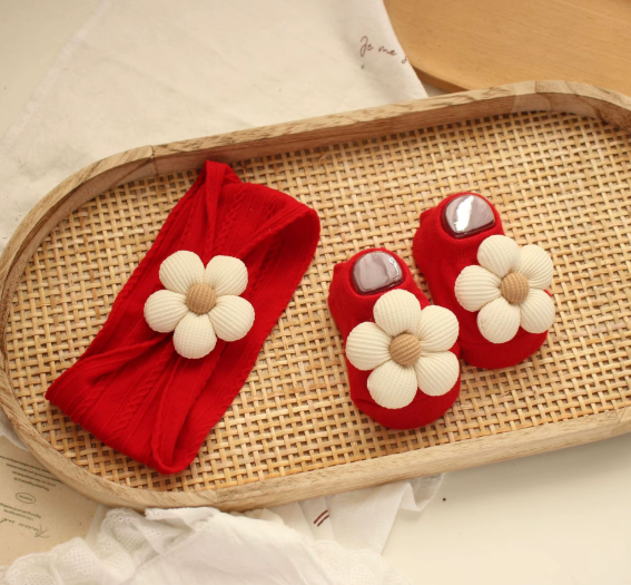 3pcs Cream Pink Latte Flower Headbands