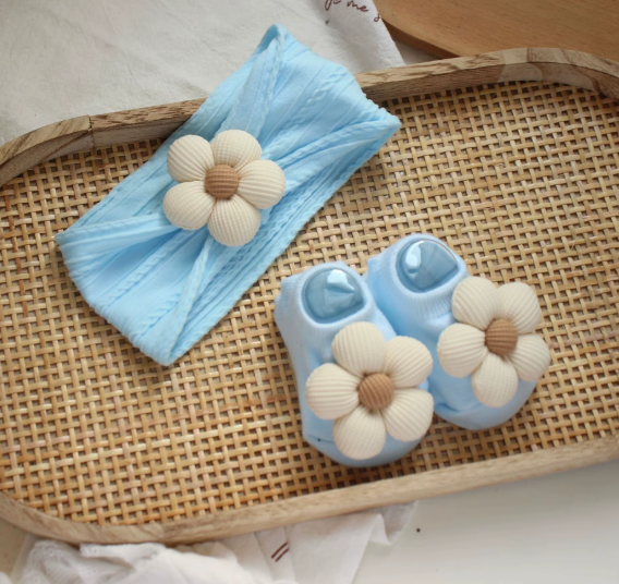 3pcs Cream Pink Latte Flower Headbands