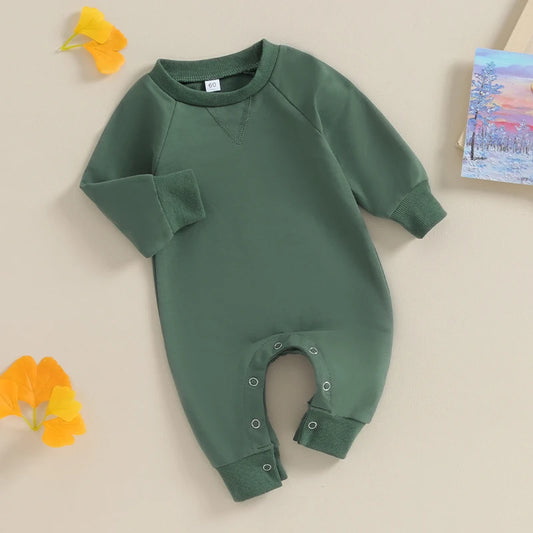 Baby Rompers Toddler Girl Overall Jumpsuit Autumn Spring Solid Color Long Sleeve Baby Boys Romper Infant Newborn Clothing