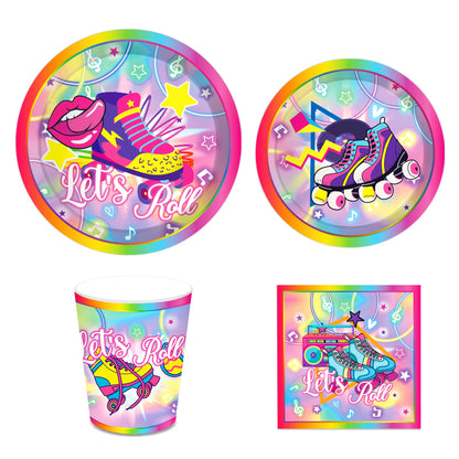 Cartoon Roller Skating Party Disposable Tableware Set Kids Ice Skates Sports Game Birthday Camping Tablecloth Baby Shower Decor