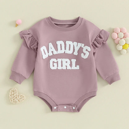 Lioraitiin 0-18M Daddys Girls Newborn Baby Clothes Ruffle Long Sleeve Sweatshirt Bodysuit Infant Baby Girl Outfits