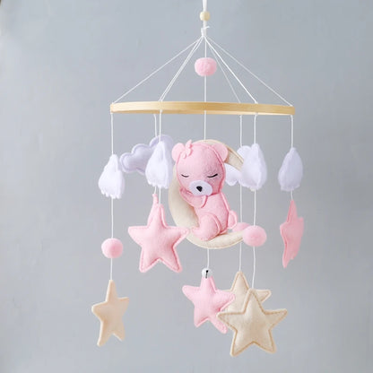 Crib Mobile Holder Rattles Toys Wooden Moon Stars Astronaut Bed Bell Toys Newborn Comfort Crib Bracket Bed Bell Toys Baby Gifts