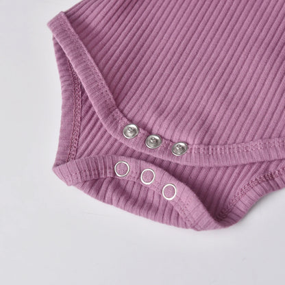 3pcs Newborn Baby Girl Casual Clothes Set Ruffles Knitted Long Sleeve Bodysuit + infant Pants + Headband Solid Color Outfits