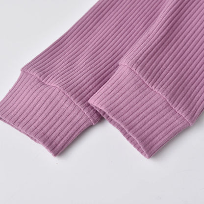 3pcs Newborn Baby Girl Casual Clothes Set Ruffles Knitted Long Sleeve Bodysuit + infant Pants + Headband Solid Color Outfits