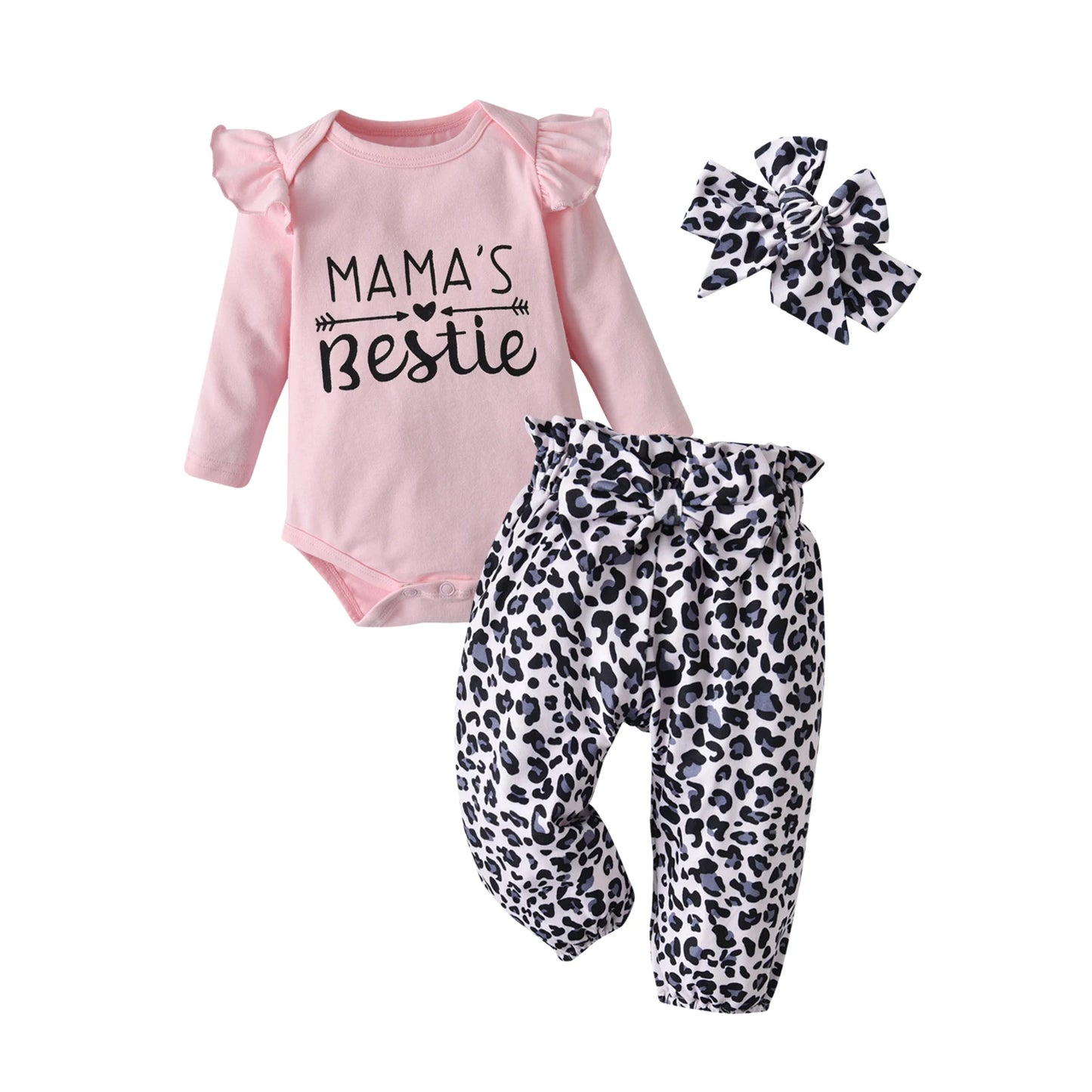 3pcs Newborn Baby Girl Casual Clothes Set Ruffles Knitted Long Sleeve Bodysuit + infant Pants + Headband Solid Color Outfits