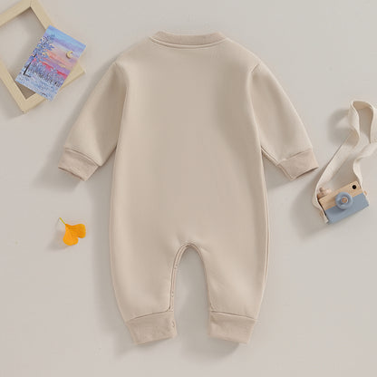 Pudcoco Toddler Baby Girls Boys Sweatshirt Romper Solid Color Fleece Long Sleeve Jumpsuit for Newborn Cute Clothes 0-18M