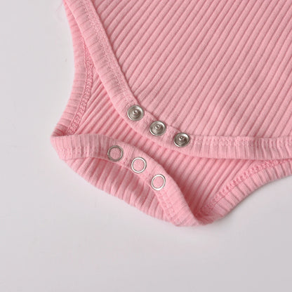 3pcs Newborn Baby Girl Casual Clothes Set Ruffles Knitted Long Sleeve Bodysuit + infant Pants + Headband Solid Color Outfits