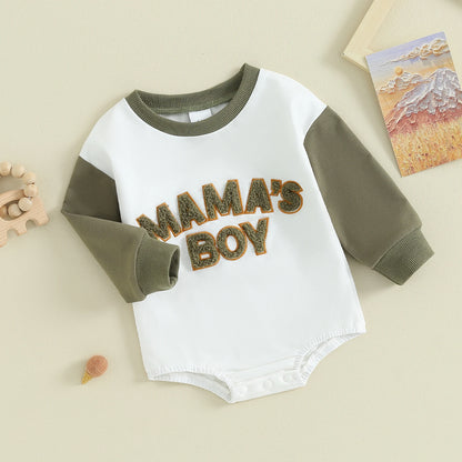 Pudcoco Newborn Baby Boy Sweatshirt Romper Letter Pattern Long Sleeve Jumpsuit for Infant Toddler Fall Outfit 0-18M