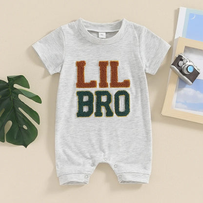 Baby Boys Summer Romper Infant Short Sleeve Crew Neck Letter Embroidery Casual Jumpsuit