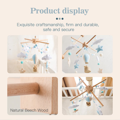 Baby Crib Mobile Bed Bell Soft Felt Hot Air Balloon Wind Chime Pendant Bed Bell Wooden Newborn Comfort Bed Bell Toys Baby Gift